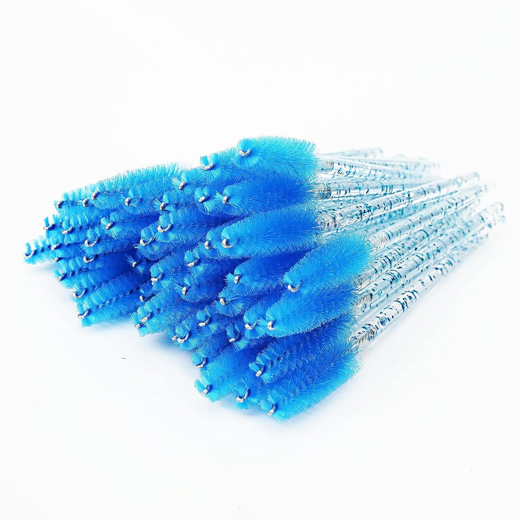 Glitter Spoolies Eyelash Brush Mascara Wands, Crystal Blue - 100PCS