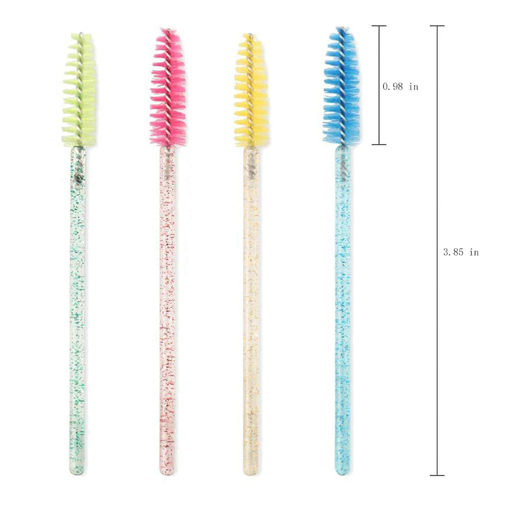 Glitter Spoolies Eyelash Brush Mascara Wands, Crystal Blue - 100PCS