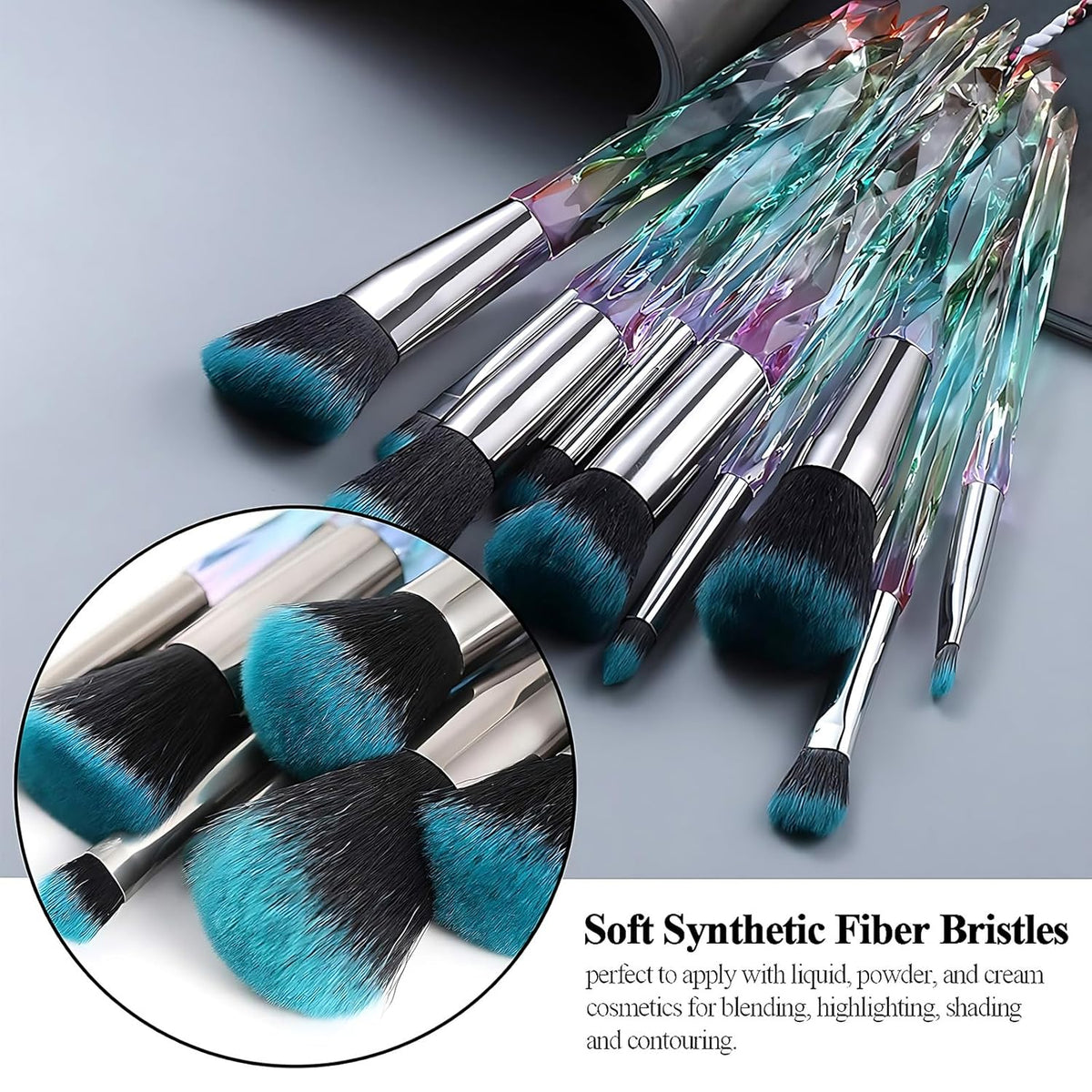 Makeup Brushes, 10PCS Crystal Makeup Brush Set for Girls Make Up