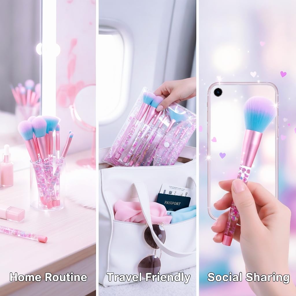 “Unicorn Crystal Makeup Brush Set – Blue Sparkle”