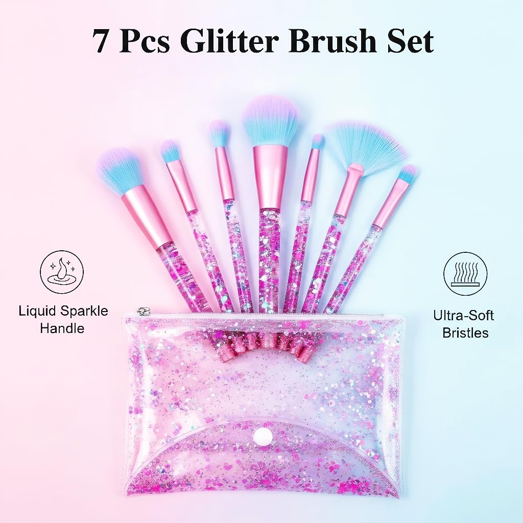 “Unicorn Crystal Makeup Brush Set – Blue Sparkle”