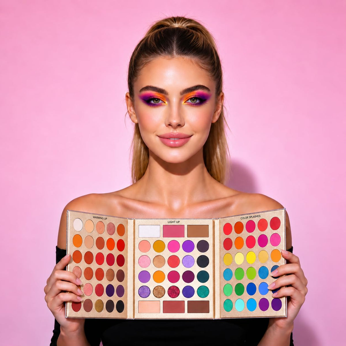 Professional 86 Colors Eyeshadow Palette with 15Pcs Makeup Brushes Set Matte Glitter Long Lasting Highly Pigmented Waterproof Contour Blush Powder Highlighter All in One