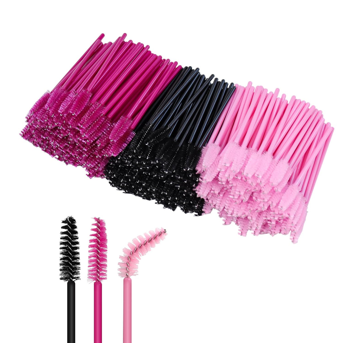 300 Pcs Eyelash Brush Disposable Eyebrow Brush Crystal Mascara Applicator for Eyelash Extension(Lashbrush-A Colored)