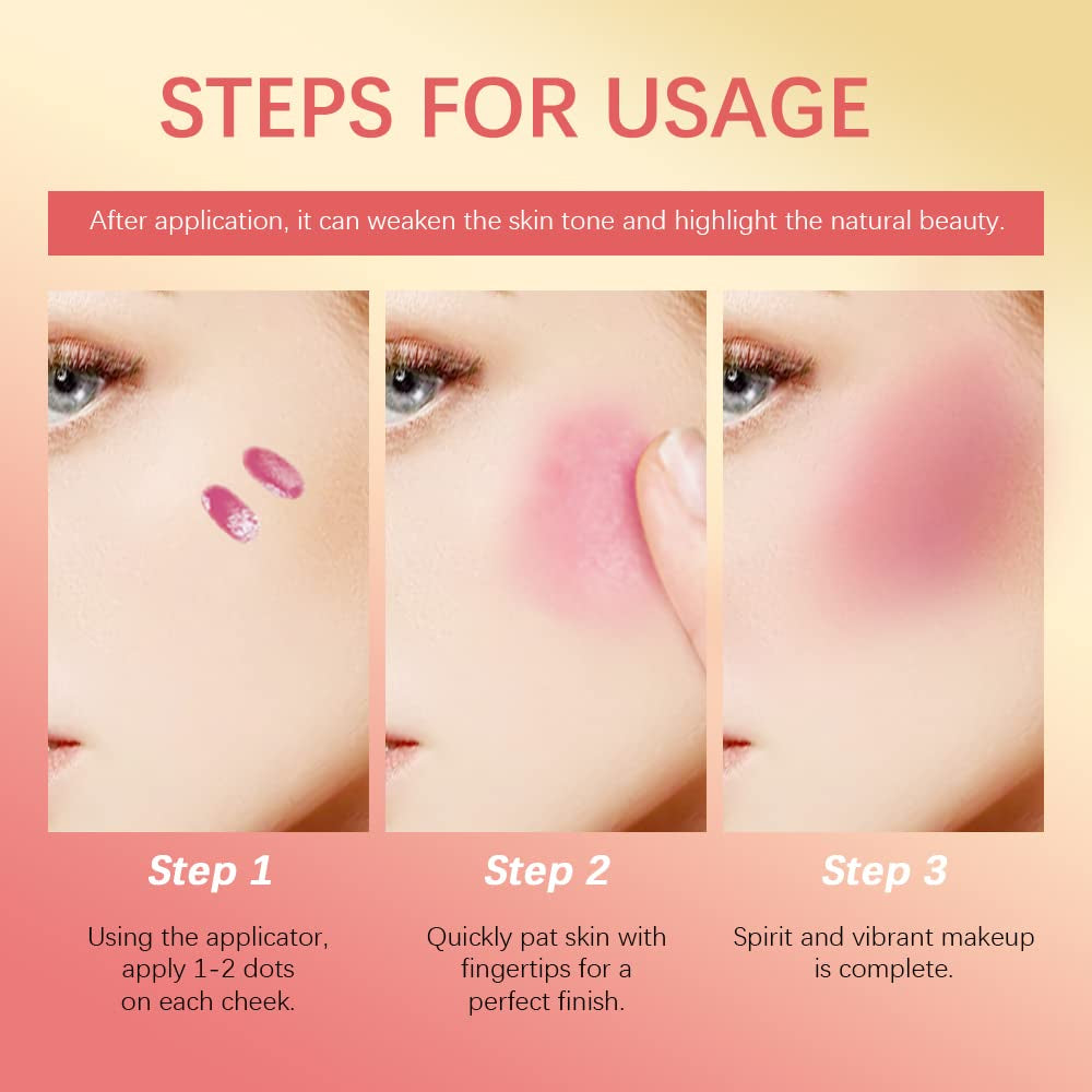 Liquid Blush for Cheeks, Soft Velvet Cream Blush Face Blush Makeup, Pink Blush Red Blush Skin Tint, Natural-Looking Makeup Blush Stick, Waterproof Dewy Cheek Tint, Lightweight Blush Makeup (5#)