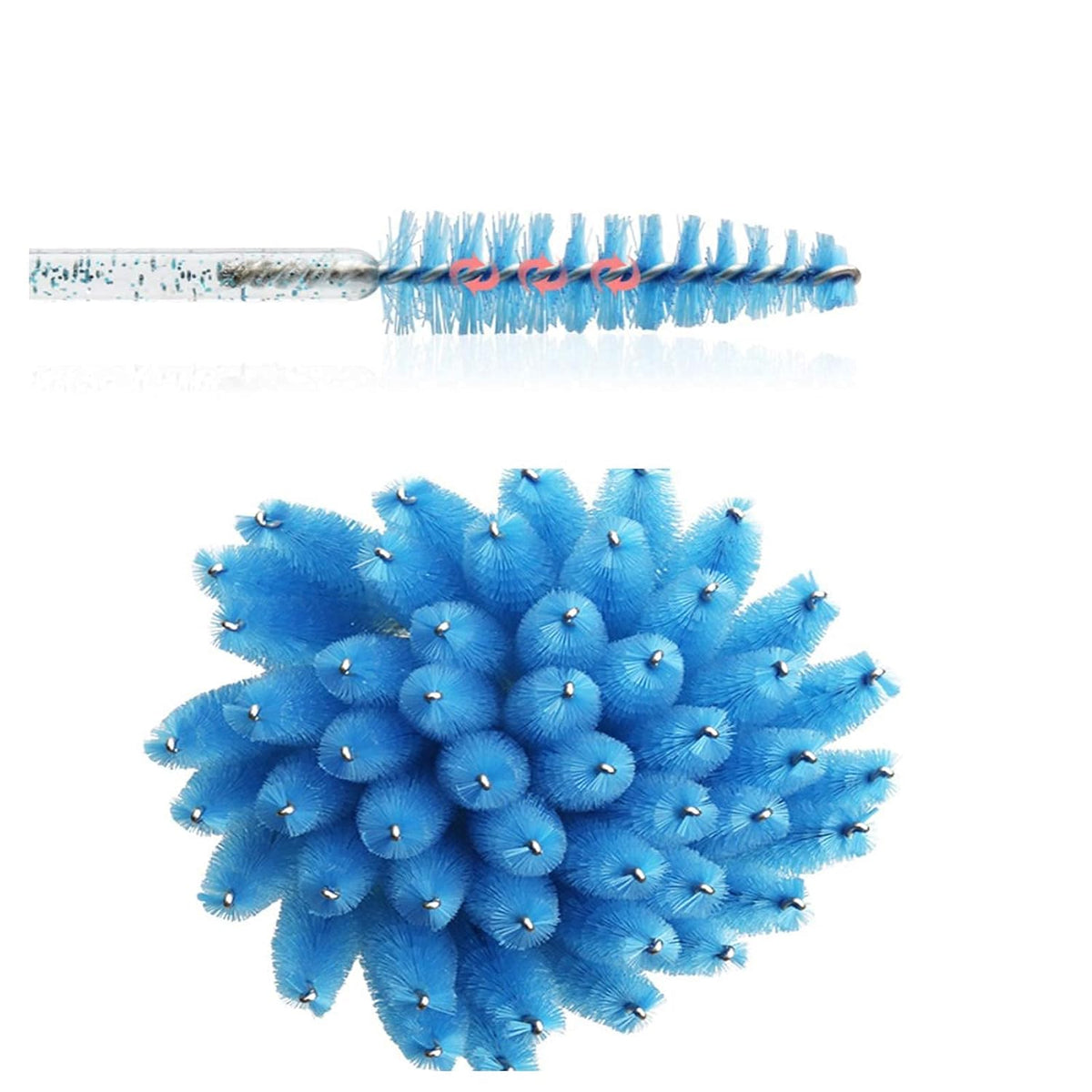 Glitter Spoolies Eyelash Brush Mascara Wands, Crystal Blue - 100PCS