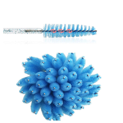Glitter Spoolies Eyelash Brush Mascara Wands, Crystal Blue - 100PCS