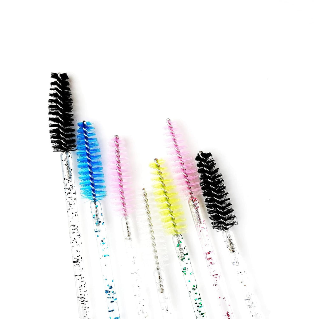 Glitter Spoolies Eyelash Brush Mascara Wands, Crystal Blue - 100PCS
