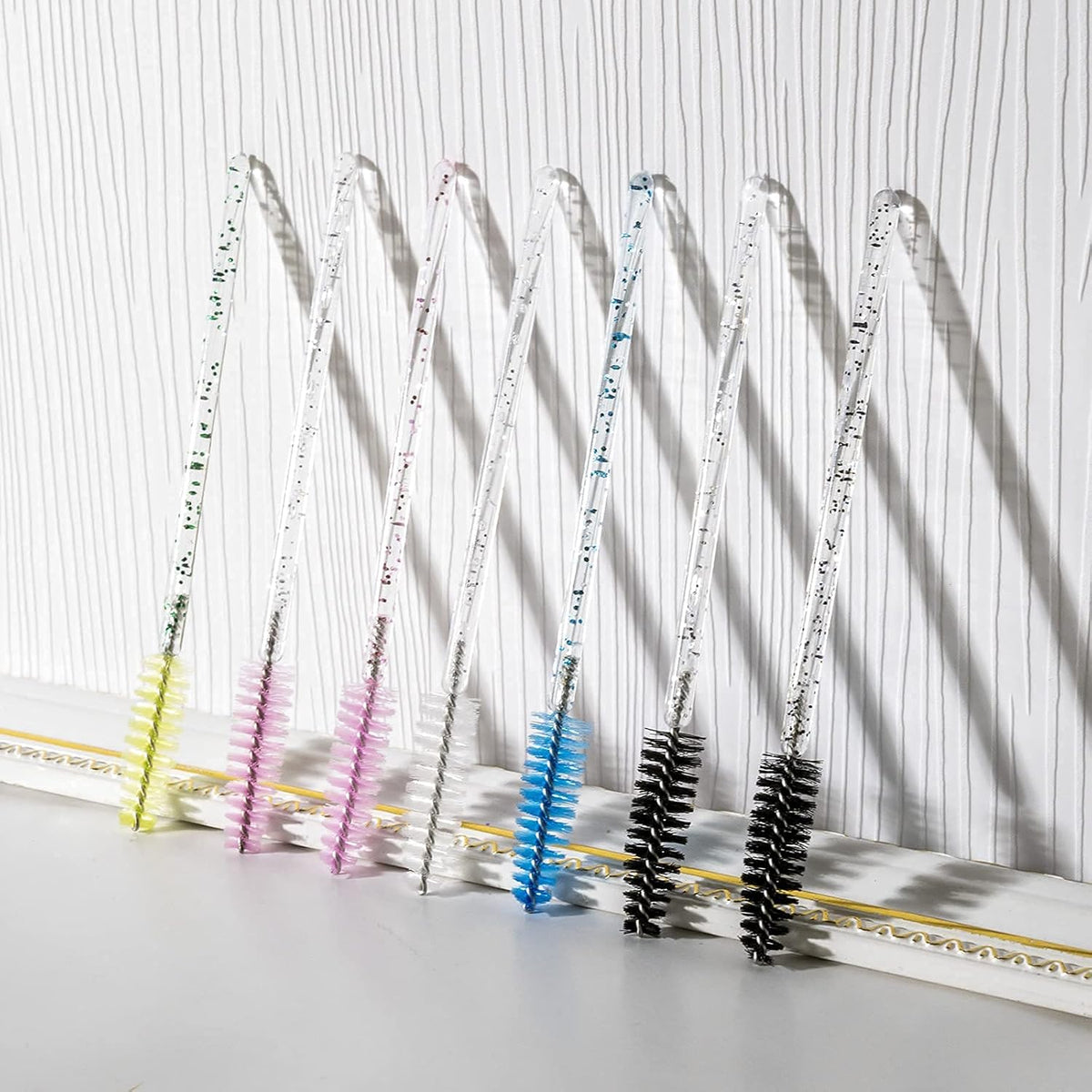 Glitter Spoolies Eyelash Brush Mascara Wands, Crystal Blue - 100PCS