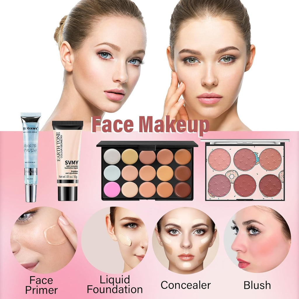 Makeup Essentials Kit-Complete Makeup Set for Women & Beginners 