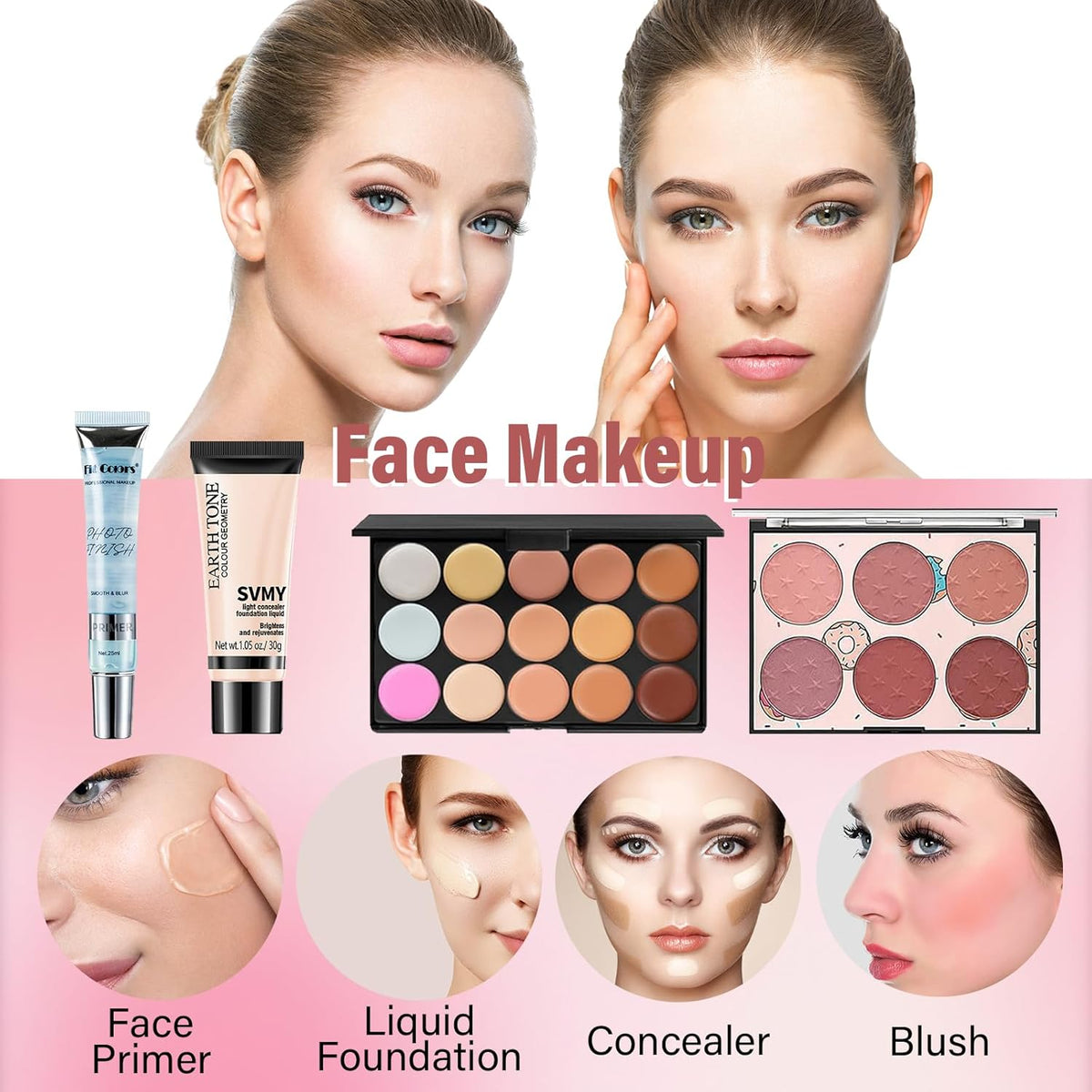 Makeup Essentials Kit-Complete Makeup Set for Women & Beginners 